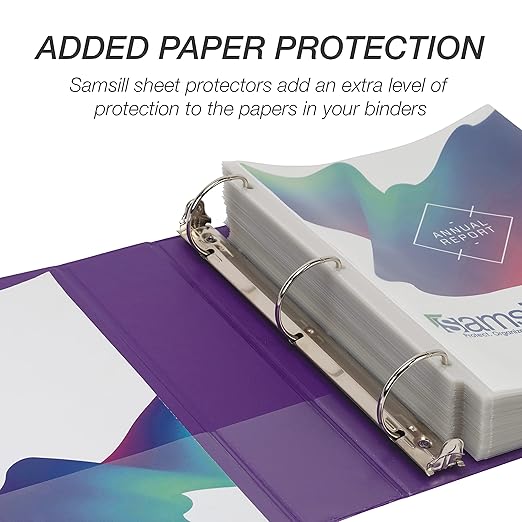 Samsill Durable 2 inch 3 Ring Binder, D Ring Binder, 100% Recycled Chipboard, Purple