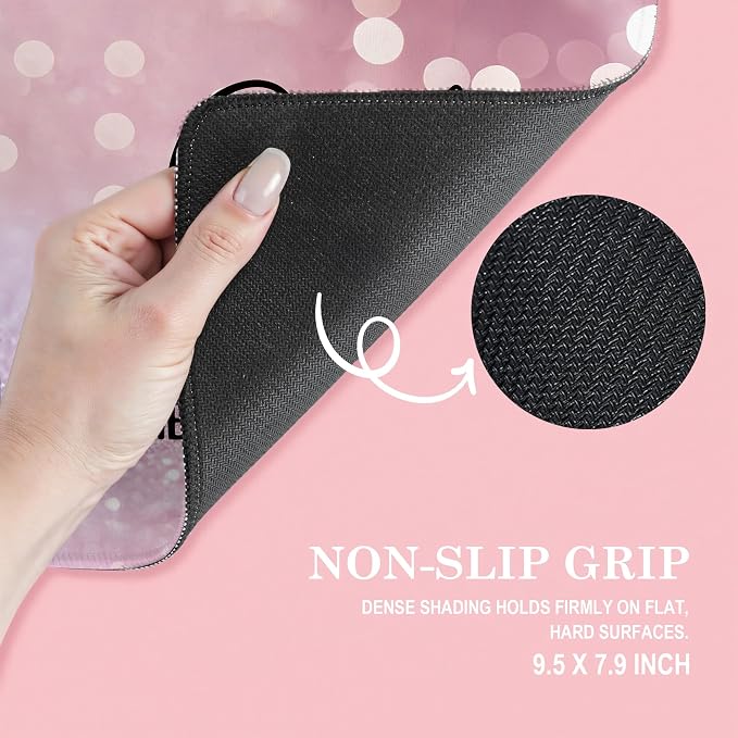 Pink Glitter Christian Mouse Pad, God is Within Her She Will Not Fall Psalm 46:5 Bible Verse Mouse Pads Mousepad for Home Office Dorm Computers Laptop Supplies Desk Accessories, 9.5x7.9 Inch