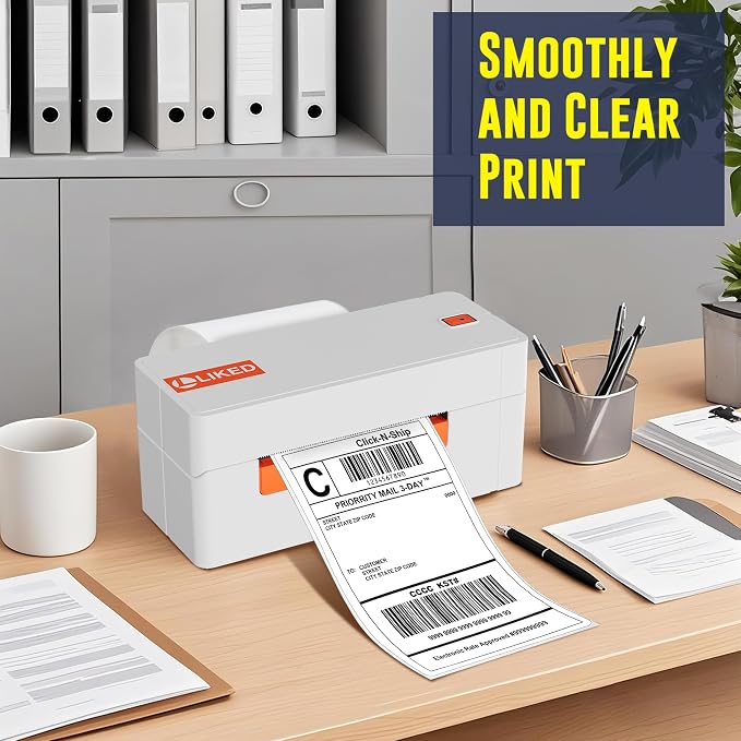 L LIKED 16 Rolls 4" x 6" Direct Blank Thermal Shipping Labels with 450/Roll | Total 7200 Labels, BPA Free, Permanent Adhesive,Perforated, Compatible with Zebra 2844 ZP-450 ZP-500 ZP-505