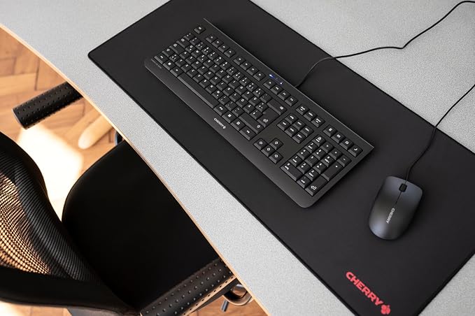 Cherry MP 2000, Premium Mouse Pad in XXL (31.50" x 13.78" x 0.20"), Smooth Fabric Surface for Precision, Sewn Edges, Non-Slip Bottom, Rollable, Comfortable, Black