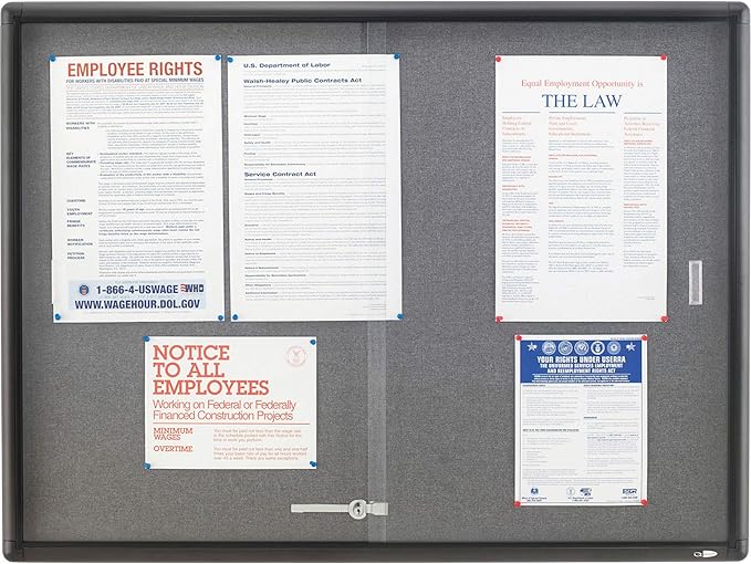 Quartet Bulletin Board, 4' x 3' Enclosed Fabric Notice Board, Lockable Sliding Doors, Graphite Frame (2364S)