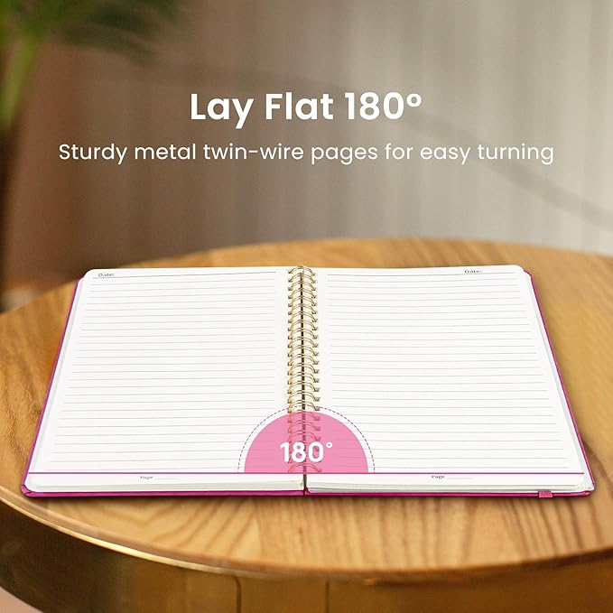 Taja Lined Spiral Journal Notebook for Women & Men, 140 Pages, College Ruled Hardcover Notebook for Work & Note Taking, Journals for Writing, A5(5.7" x 7.9") – Berry Pink