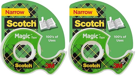 Scotch Magic Tape, 1 Roll, Numerous Applications, Invisible, Engineered for Repairing, 1/2 x 800 Inches, Dispensered (119) (Pack of 2)
