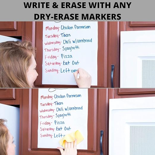 Reusable & Removable White Board Wallpaper | 1.4ft x 8ft Self Adhesive Dry Erase Contact Paper | 3 Markers & Eraser Cloth Included | for Home, Office, School & Kids Art & Decoration