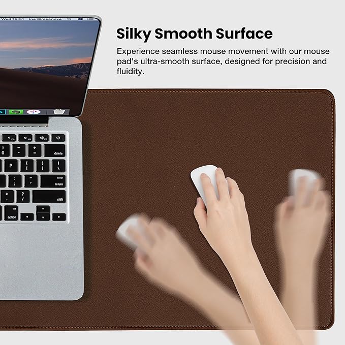 ALOANES Waterproof Mouse Pad with Durable Stitched Edge, Large Gaming Keyboard Pad, Non-Slip Rubber Base Mouse Mat, Extended Desk pad for Gamer, Office & Home, Brown Mousepad 27.6"x11.8"x0.12"