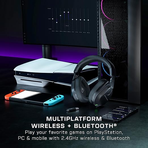 Turtle Beach Stealth 600 Wireless Multiplatform Amplified Gaming Headset for PS5, PS4, PC & Mobile – Bluetooth, 80-Hr Battery, Noise-Cancelling Flip-to-Mute Mic, 50mm Speakers – Black (Renewed)