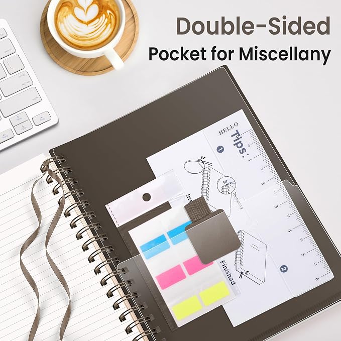 EMSHOI Lined Spiral Journal Notebook, 300 Pages, A5 Size (5.7'' x 8.2'') | College Ruled, 100 GSM Thick Paper, Flexible Plastic Cover, for School, Writing, Work, Office & Journaling (Coffee)