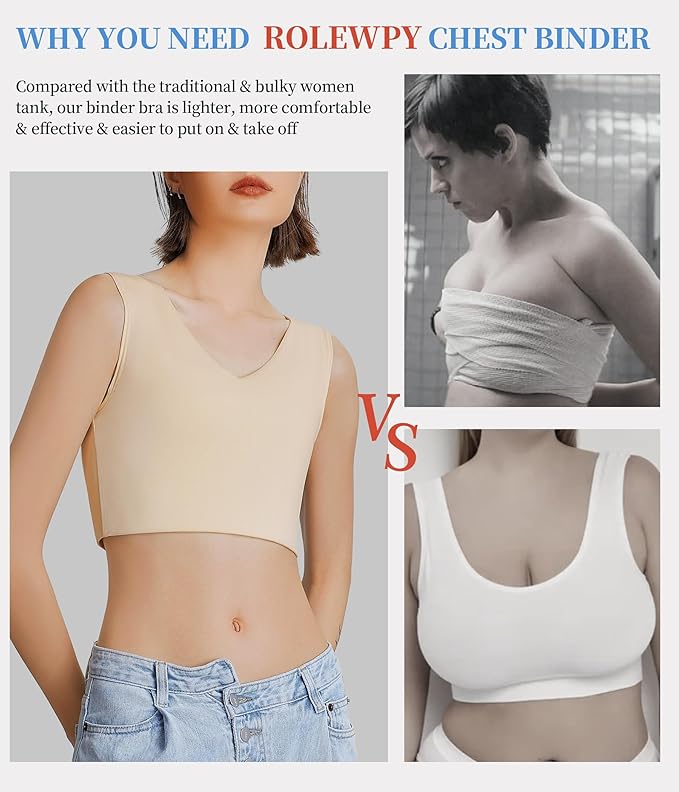 Rolewpy Chest Binder for Transgender FTM Women Binder Bra Tomboy Breast Binder Tank Top