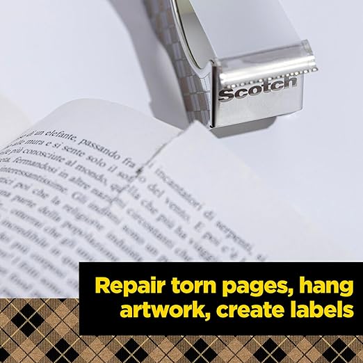 Scotch Stainless Steel Refillable Dispenser and 2 Rolls of Scotch Magic Tape with 66% Plant Based Adhesive, 0.75 in. x 550 in, Invisible Tape, Office Supplies and School Supplies
