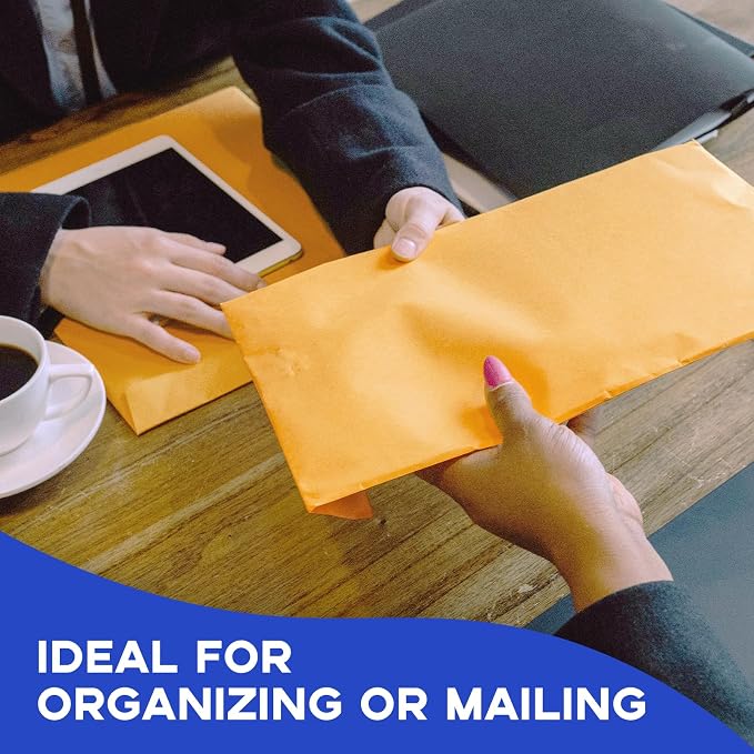 Goefun Manilla Envelopes 9x12, 100 PCS | Self Seal, Brown Kraft, Letter Size for Mailing, 100GSM Paper