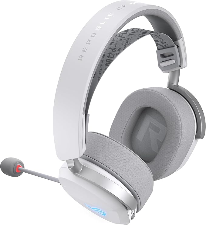 ASUS ROG Pelta Wireless Gaming Headset with Detachable Mic – Tri-Mode (BT, 2.4GHz, USB-C) 50mm Titanium-Plated Drivers, 70Hr Battery, Ergonomic, Lightweight, for PC, PS5, PS4, Switch, Mobile - White