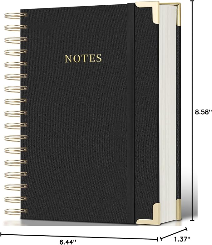 Spiral Notebook Journal, 328 Pages Linen Hardcover College Ruled Notebook, Lined Thick Journals for Women Men, A5 Thick Spiral Journal for Writing, 100GSM Paper, Cute Notebooks for Work School