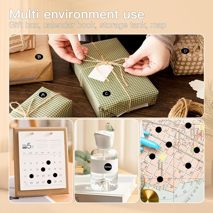 PARLAIM 1/2 Inch Circle Sticker Labels,1000 Stickers Round Color Coding Circle Dots Stickers,Roll Dot Stickers Label for Office Home Office (Black)