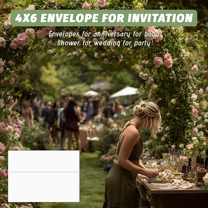 4x6 Envelopes For Invitation (100, White, A4) | A4 Envelope white,100 pack 4x6 card Envelopes Self Seal,for weddings, greeting cards,baby shower,photos,birthday