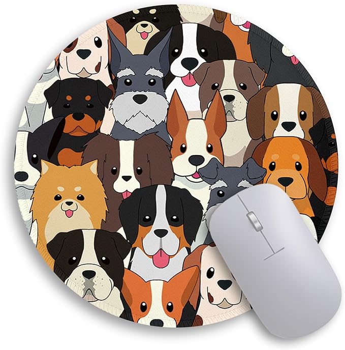 Immaturus Dog Mouse Pad, Cute Small Mouse Pads for Desk, Round Travel Mousepad for Wireless Mouse Gaming Work Laptop, Puppy Mini Computer Mouse Mat, Home Decor Office Desk Accessories | 8.6" x 8.6", Mini Travel, Home Decor Desk Accessories, Round, Non-...