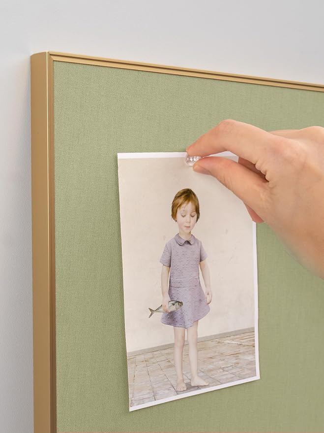 Fabric Bulletin Board 30x20 inches, Golden Aluminum Framed Wall Pin Board | Cork Board Alternative for Wall with Push Pins for Office and Home, Linen Display Mood Board for Photos, Notes & Reminders