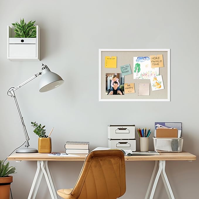 DAHAPYBOO Cork Board with Linen White 2Pack,Bulletin Board 23"x17" | Hanging Corkboards for Office Home School Message Board or Vision Board Decoration.