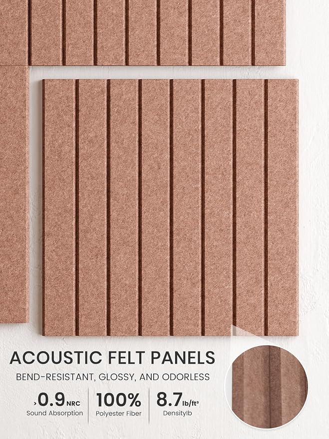 Bumusty 48"x 36" Large Felt Bulletin Board Tiles, Terracotta | 12-Pack Cork Board Alternative, Wall Decor, 30 Pushpins, 60 Adhesive Tabs, Vision Board, Office, Classroom, Home, Dorm