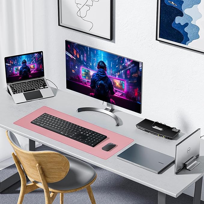 ALOANES Waterproof Mouse Pad with Durable Stitched Edge, XL Gaming Keyboard Pad, Non-Slip Rubber Base Mouse Mat, Extended Desk pad for Gamer, Office & Home, Dark Rose Mousepad 31.5"x 11.8"x 0.12"