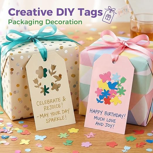 LOVEINUSA 10 PCS Flower Shaped Craft Hole Punch Set for DIY Crafting, Scrapbooking,Tissue Paper for Gift Bags, Festival Wedding Paper DIY Projects, Gift Tags, Mini Cutter Nail Arts Crafts