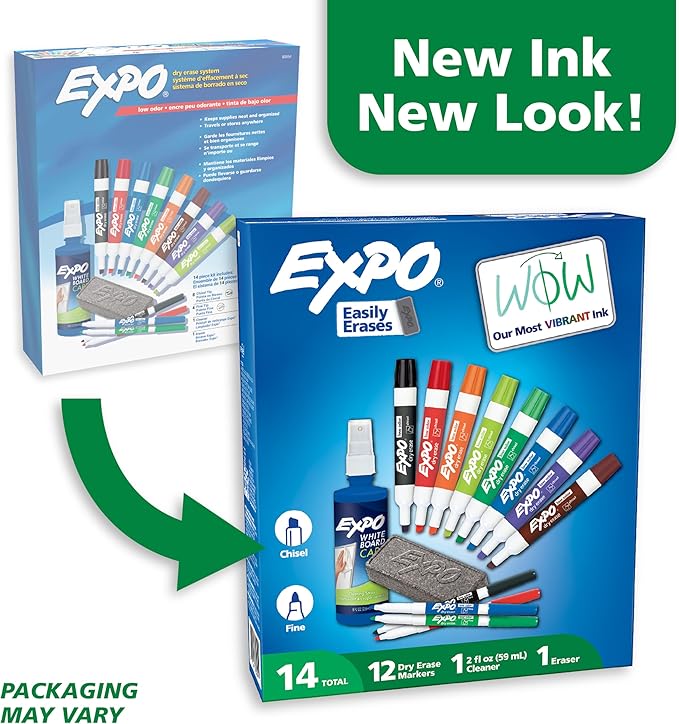 EXPO Low Odor Dry-Erase Kit, Anti-Roll, Assorted Colors (80054)