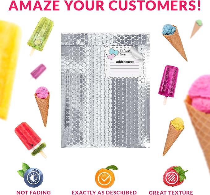 ABC PACK & SUPPLY Thermal Bubble Mailer, 8 x 11 Inch Metallic Foil Insulated Envelopes, 10 Pack Self Seal Waterproof Shipping Mailers