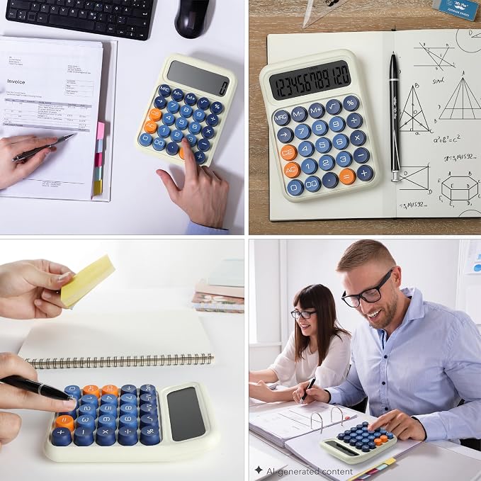 Mr. Pen- Mechanical Switch Calculator, 12 Digit Large LCD Display | Colorful with Big Buttons, Mechanical Switch Calculator for Home, School, Office