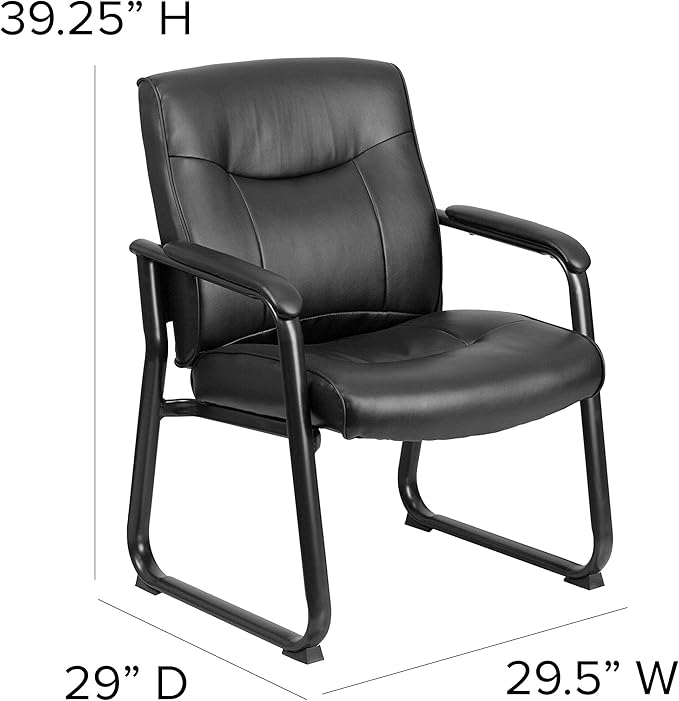 Flash Furniture Hercules Series Big & Tall LeatherSoft Executive Side Reception Chair, Padded Lobby Chair with 500-lb. Static Weight Capacity, Black