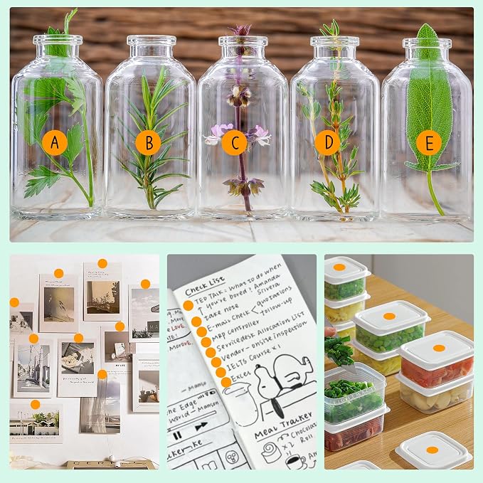 PARLAIM 1/2 Inch Round Permanent Adhesive Color-Code Dot Stickers,1000 Stickers Roll dots Label Dispenser Box Orange Circle Stickers Labels (Orange)