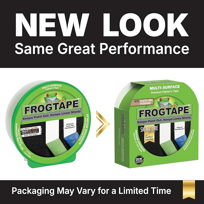 FrogTape Multi-Surface Painters Tape with PAINTBLOCK, 1.5 Inch Wide (1.41 In. x 60 Yds), Medium Adhesion, Green, 1 Roll (1358465)