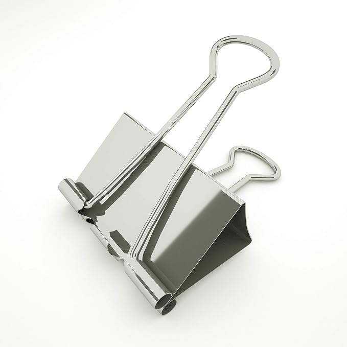 Nctinystore Binder Clips Little a bit Smaller Than Medium Clips Metal Clamp 1-in / 25-mm (Silver, 24-Count)