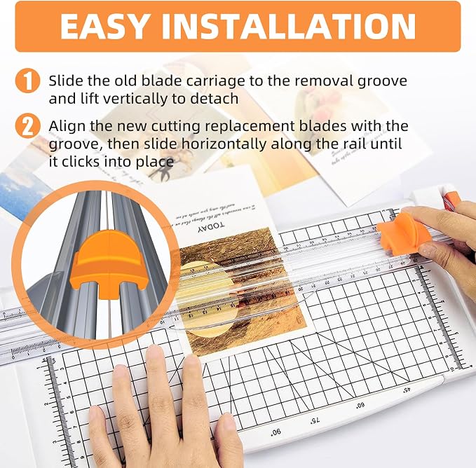 157400-1001 Paper Trimmers Blades Replacement for Fiskars TripleTrack | High-profile Style I Blades for 12" Portable Paper Cutter, Cuts Paper Photos Cardstock, Replaces 1968701005