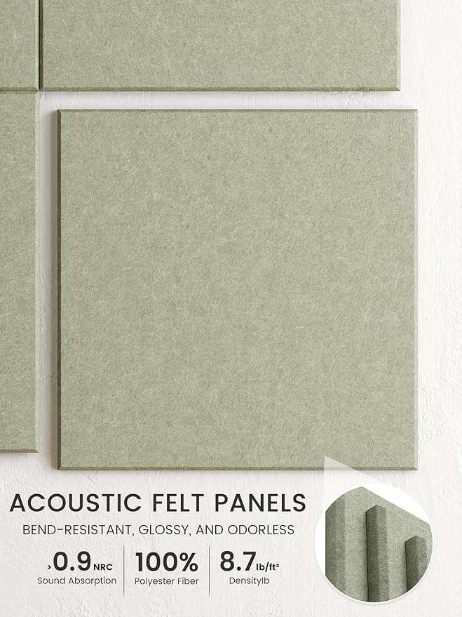 Bumusty Large Cork Board 48" x 36" Alternative - 12 Pack Felt Wall Tiles with 70 Safe Removable Adhesive Tabs, 30 Pushpins, Cork Boards for Walls Pin Board Bulletin Board Office Decor (Sage)