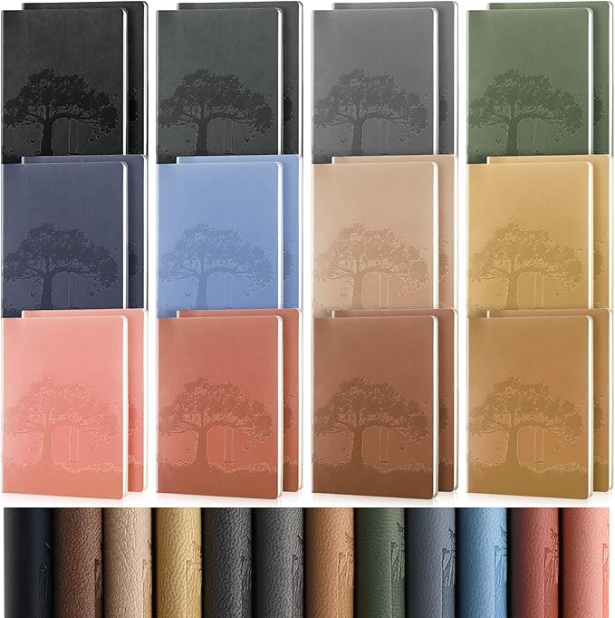 TaoBary 24 Pcs Employee Appreciation Gift A5 PU Leather Journals Bulk Colorful Tree Lined Journal Notebook Soft PU Leather Cover Ruled Writing Notebook for Office School Teacher Nurse (Mixed Colors)