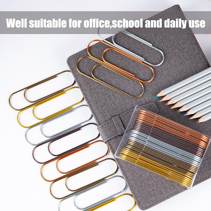 4" Inch Big Paper Clips, 10 Pcs Extra Large Paper Clips -Timenu Multicolored Mega Jumbo Giant Colored Paperclips for Office School Document Organizing