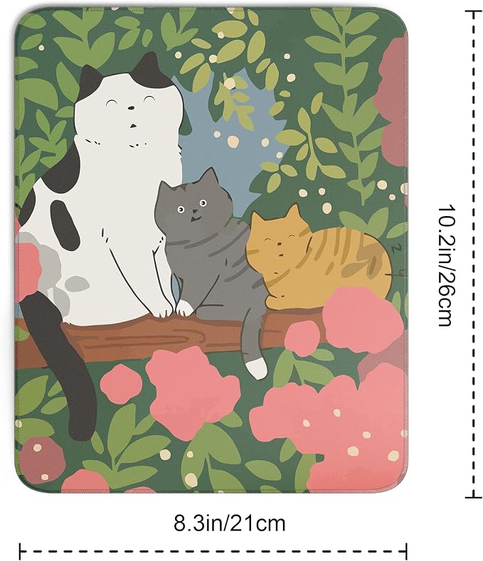 Cute Colorful Cats Square Mouse Pad,Kawaii Cat Mouse Pads for Wireless Mouse Desk Accessories,10"X8"Travel Mousepad with Non-Slip Rubber Base, Stitched Edge Mouse Pads for Desk,Computers,Laptop,Office