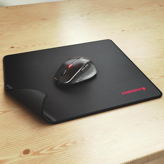 Cherry MP 1000, Premium Mouse Pad in XL (13.78" x 11.81" x 0.20"), Smooth Fabric Surface for Precision, Sewn Edges, Non-Slip Bottom, Rollable, Comfortable, Black