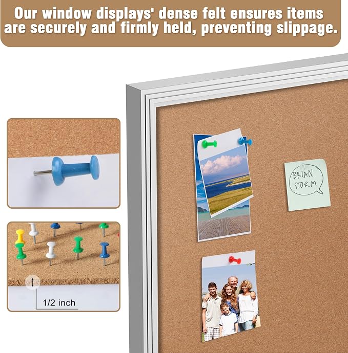 Mifuro 26"x20" Enclosed Bulletin Board, Outdoor Lockable Weather-Resistant Aluminum Cork Noticeboard for School & Office, Silver Frame w/Cork