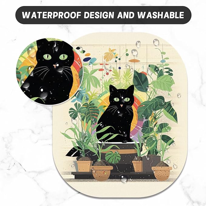 Small Mouse Pad, 6 x 7 Inch, Oval Mini Mouse Pad with Non-Slip Rubber Base for Laptop Wireless Mouse Keyboard Tray Mousepad, Cat on Flowerpot