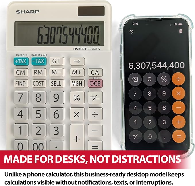 Sharp EL-334WB Business Calculator, White 4.0