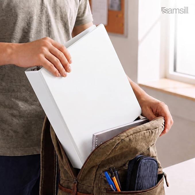 Samsill Economy 3 Inch 3 Ring Binder Bulk Pallet, Round Ring Binder, Customizable Clear View Cover, White, Pallet of 288 Binders in 24 Cartons