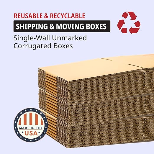 BOX USA Shipping Boxes Large 8"L x 4"W x 46"H 15-Pack, Cardboard Box for Shipping, Moving, Mailing, Packing, Packaging and Storage