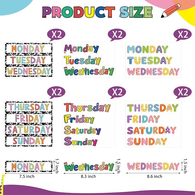 42 PCS Days of The Week Stickers for Drawers and Clothes Organizer | Plastic,Colorful,Monday Through Sunday Labels,Day Labels for Organizer Planner Whiteboard Decals Teacher Classroom