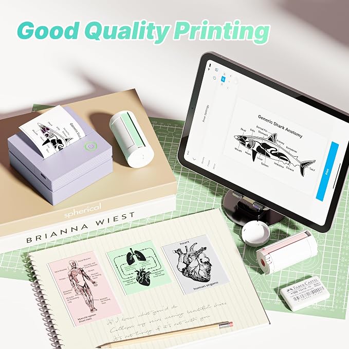 Mini Sticker Printer, PM290 Sticker Maker Machine with 3 Roll Paper | Good Quality, Portable, Smart AI APP, Mini Printer for Study, Gifts for Girls Boys, Back to School Supplies for Teachers