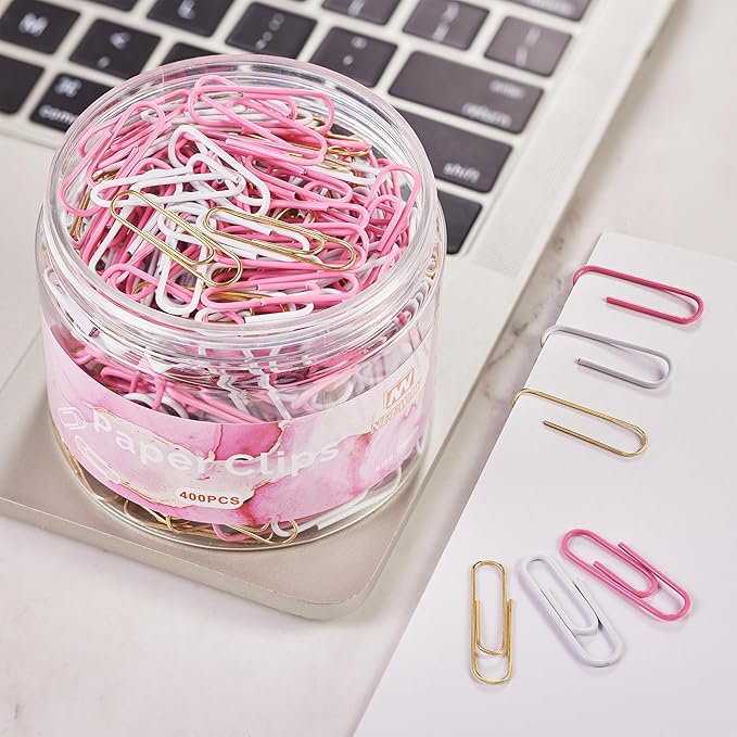 NEEWAY 400pcs Small Pink Paper Clips, 1.1 Inch Paper Clip, Ceative Colored Paperclips for Paperwork Office School and Personal Use