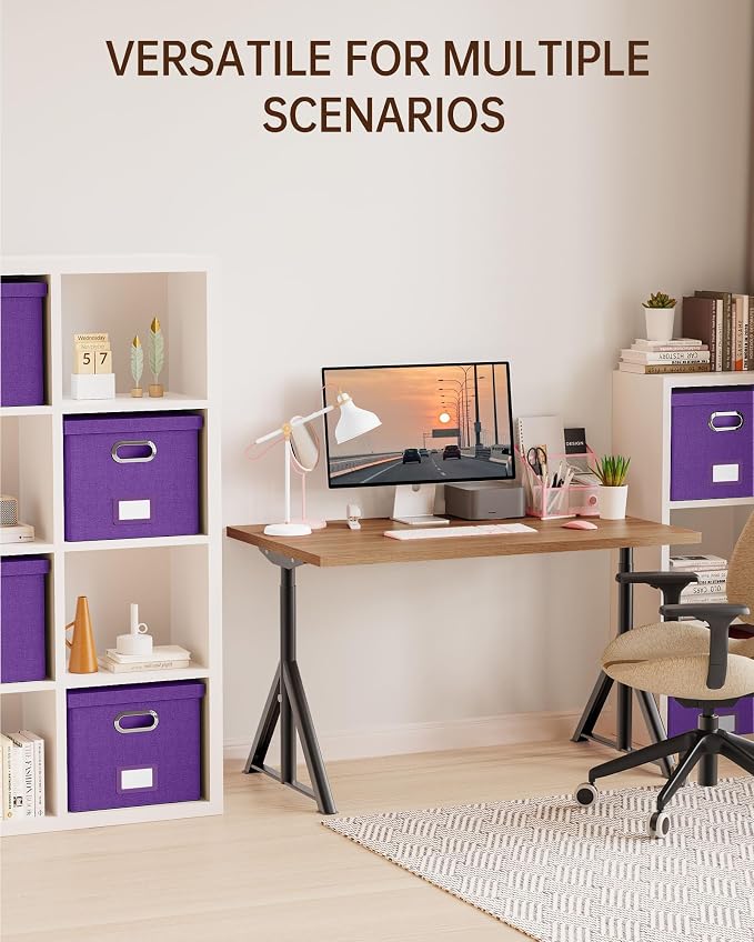 File Organizer, File Box, File Cabinet for Letter File Folder Storage, Hanging File Organizer for Office/Decor/Home,Document Organizer, 1 Pack,Purple-Box Only