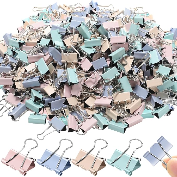 Jetec 500 Pcs Pastel 1 Inch Binder Clip Paper Clamp Metal Paper Clip | for Teachers Students Classroom Business Office and School Office Supplies