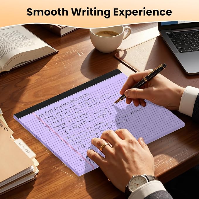 2 Pack Purple 11" x 9.5" Legal Pads College Ruled Notepad Note Pads 30 Sheets Lined Paper Pads 80 GSM Legal Pad Perforated Writing Pads with Sturdy Back for School, Office, Home