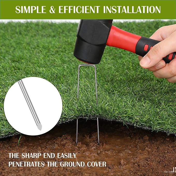 Whonline 75 Pack Landscape Staples 6 Inch, Galvanized Garden Stakes | U-shaped Ground Staples for Landscape Fabric, Yard, Tent, Lawn, Fence, Turf, Sod, Irrigation Pipes, Outdoor Decorations