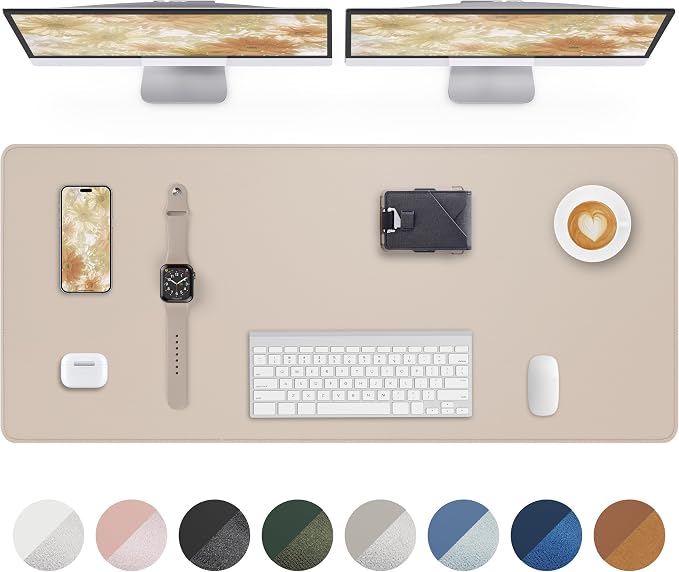 AFIING Extra Large Desk Mat - 55"x 17" Non-Slip Desk Pad for Office and Home - Ideal for Large Mouse Pad and Desk Mats on Top of Desks(Beige)